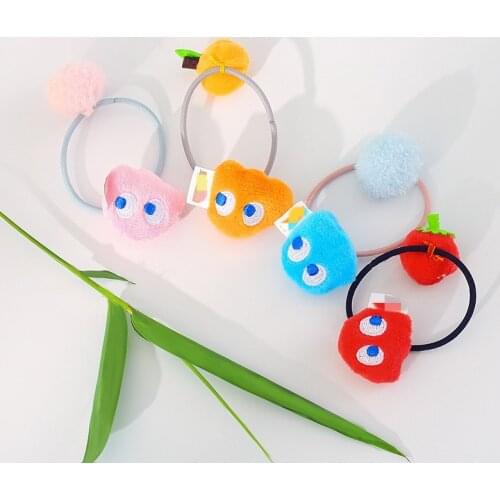 Japanese Girl Beans Plush Elastic Hair Bands Cute Accessories 4Colors WJ04