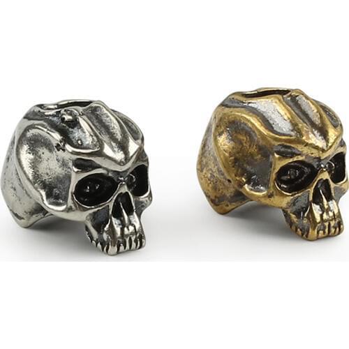 Skull Brass Knife Bead Umbrella Rope Flashlight Pendant EDC Copper Skull Paracord Beads