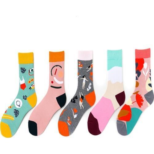 Flowers, Sun, beauty, holiday, spell color, Korean version of the holiday in long-tube casual socks C63