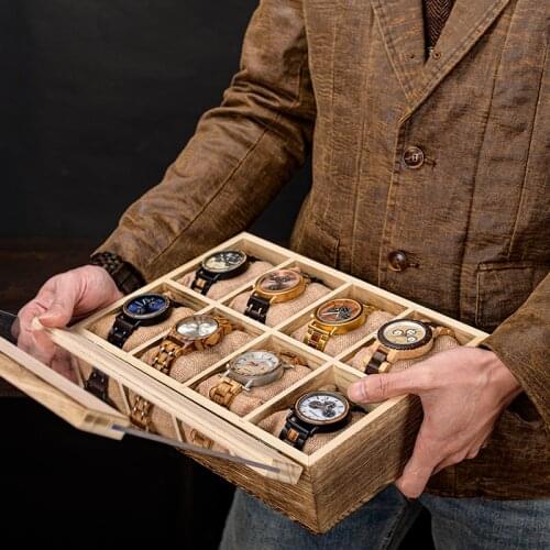 BOBO BIRD Wood Wrist Watch Display Box Organizer Storage Box Watches Holder Jewelry Display Case with pillows without watches