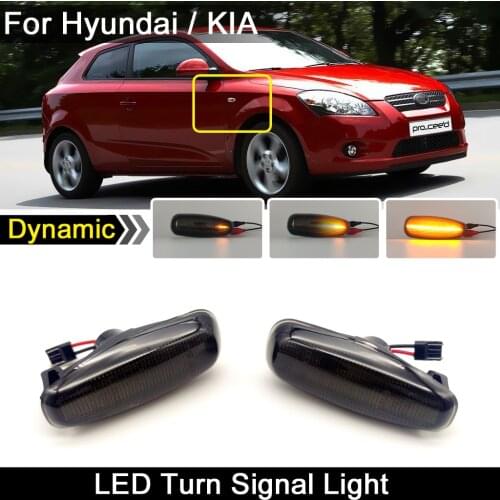 Smoked Lens LED Side Marker Light Dynamic Amber Turn Signal Lamp For Kia Pro Cee'd Rio III Hyundai i30 Azera Elantra Avante
