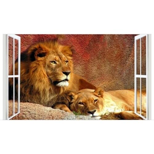 Customized 3d wallpaper 3d tv wall paper murals lion background wall outside the window murals wallpaper