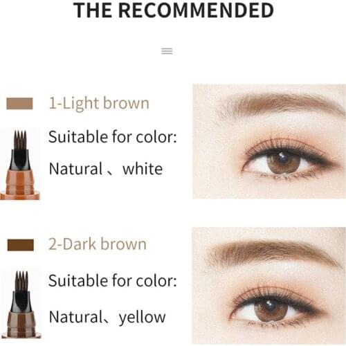 4 Points Eyebrow Pen 5 Colors Liquid Brow Pencil Dark Brown Microblading Eyebrow Pencil Waterproof Eyebrow Tattoo Pen Cosmetic