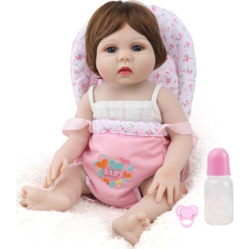 NPK DOLL Reborn Baby Girl corpo Silicone inteiro Vinyl dolls gift for child with Baby Carrier Bath Toys bebe doll reborn 17inch