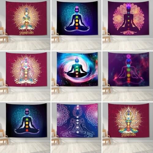 Meditation Chakra Tapestry Wall Hanging Mandala Tapestries Wall Cloth Psychedelic Yoga Carpet Boho Decor Mandala Tapestry