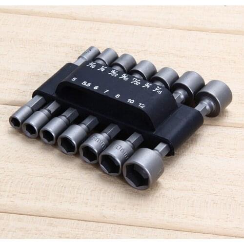 Metric Drill Bit Wrench 1/4Inch Hex Shank Auto Parts Woodworking 14PC Power Nuts