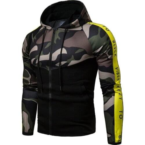 Men Athletic Hoodie Camouflage Workout Casual Hooded Jacket Quick Dry Sport Coat