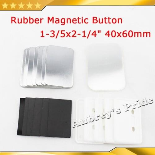 Rectangle 40x60mm 100 Sets NEW Professional Soft Rubber Magnetic Badge Button Maker Metal Back Button Supply Materials