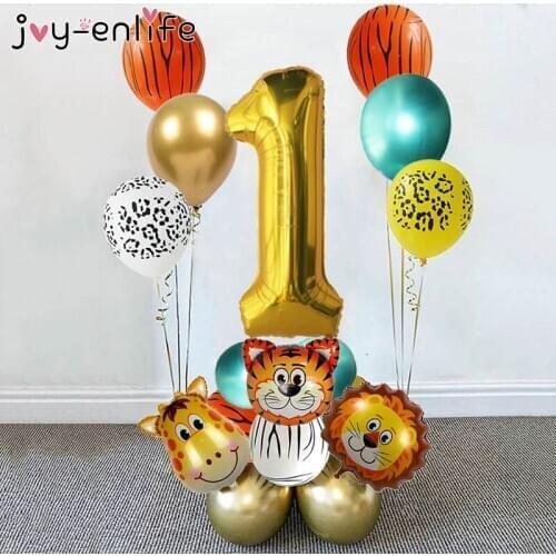 1set Jungle Animal Balloons Kit 32inch Number Globos Ballons Birthday Party Decoration Kids Baby Shower Jungle Party Supplies