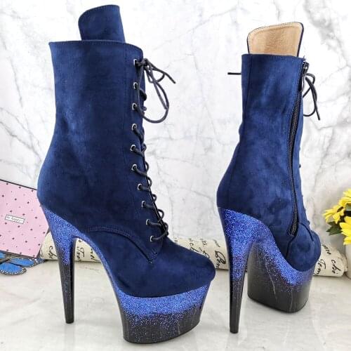 Leecabe 17CM/7inches Pole dancing shoes High Heel platform Boots closed toe Pole Dance boots