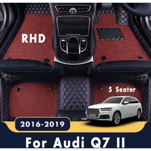 RHD Luxury Double Layer Wire Loop Car Floor Mats Carpets For Audi Q7 II 2019 2018 2017 2016 (5 Seater) Interior Protector Covers