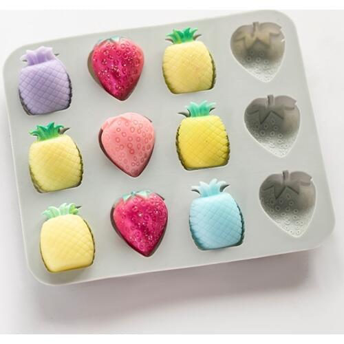 Strawberry pineapple molds DIY handmade soap silicone moulds Fruit chocolate soap mold