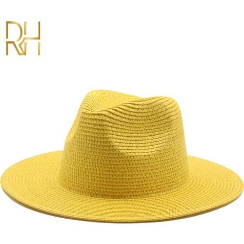 Handmade Summer Spring Panama Men Straw Hat Women Wide Brim Sun Protective Beach Jazz Trilby Cap Sombrero