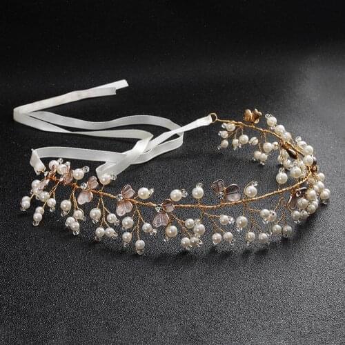 Handmade Crystal Rhinestones Tiaras And Crowns Pearl Wedding Headband Headpiece Bridal Hair Piece Prom Pageant Accessories