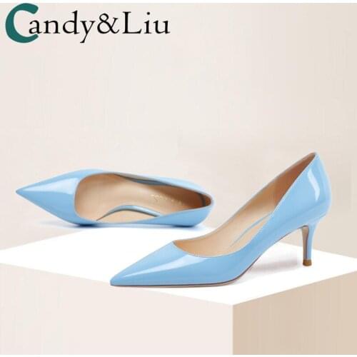 Sky Blue Small Fresh High Heels Womens 2021 New Skirt Girls Light 6cm Shallow Thin Heel Pointed Shoes