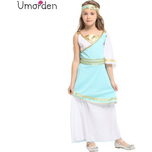 Umorden Kids Children Princess Goddess Athena Costume for Girls Dance Dresses Long Carnival Halloween Party Fantasy Cosplay