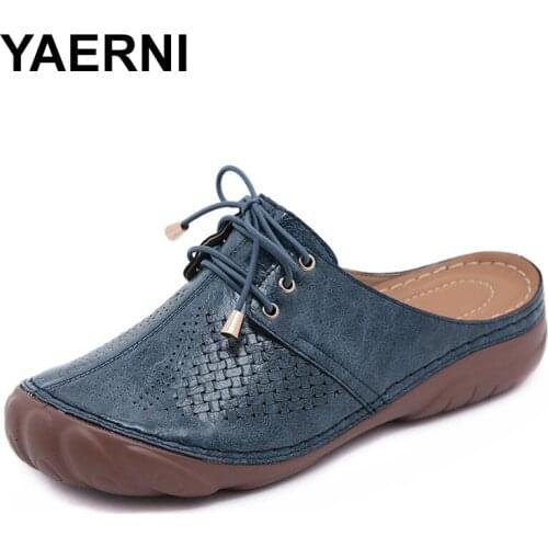 YAERNI 2020 New Women Soft Wedge Slippers Flat Platform Sole Beach Mules Ladies Slides Party Sandals Comfortable Breathable Big