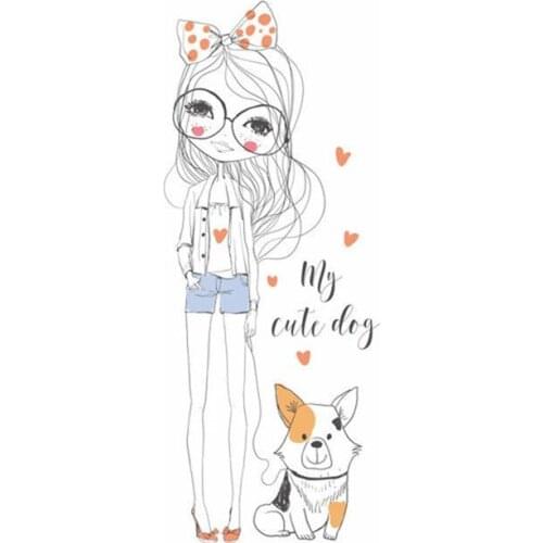 Girls Iron-On Transfers Cute Girl Stickers On Clothes Cartoon Iron Sticker Vinyl PVC Patch DIY Applique Badge