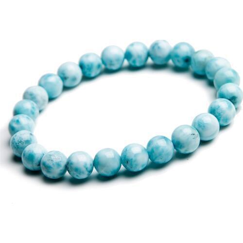 7mm Genuine Blue Larimar Natural Stone Bracelets For Women Femme Charm Crystal Round Bead Stretch Bracelet