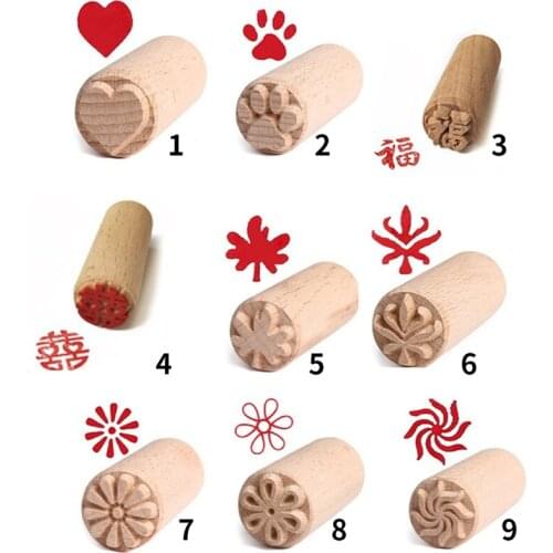 1pc Wooden Dessert Seal Stamp Mold Vintage Flower Form Moon Cake Cookie Stamp DIY Mooncake Mould Kitchen Bakeware