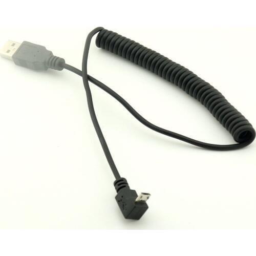 10pcs Spiral Coiled USB 2.0 A Male to Micro USB 5Pin Male Down Angle Adapter Cable 5Ft