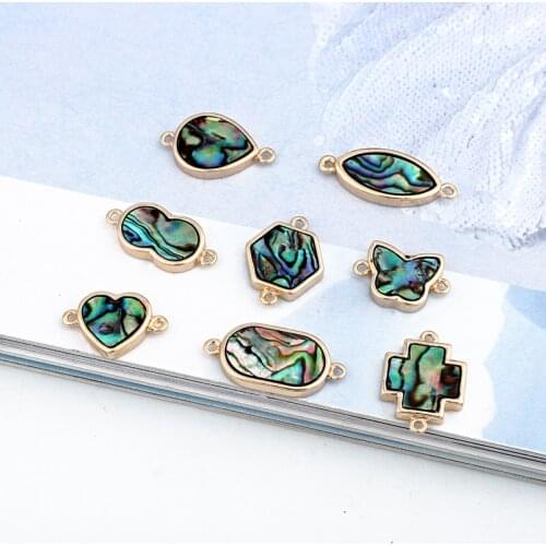 2pcs Geometric Natural Shell Bracelet Connector Jewelry Making Handmade Handicraft Accessories Diy Necklace Charms Findings C287