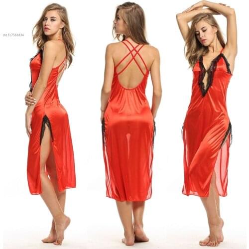 2020 Valentines Day present Womens Sexy Lace Backless Sheer Sleepwear Nightwear Lingerie and G-String