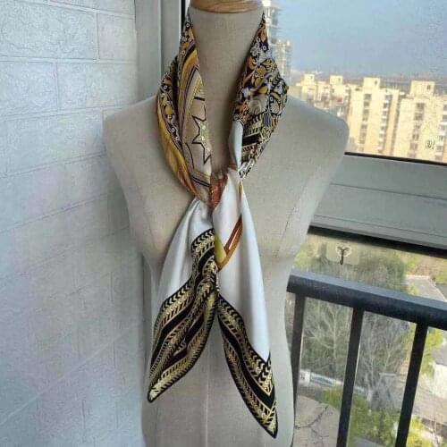 2021 new arrival spring summer classic horse 100% pure silk scarf twill hand made roll 90*90 cm shawl wrap for women lady gift