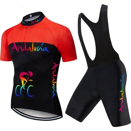 2021 Orange Andalucia Cycling Team Jersey 20D Bike Shorts Set Summer Quick Dry Ropa Ciclismo Mens Bicycling Maillot Culotte