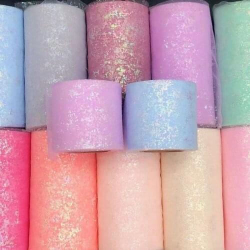 25Yard/roll10cm/12cm Illusory Glitter Tulle Roll Sequin Crystal Organza Sheer Fabric DIY Craft Tutu Skirt Home Wedding Decor