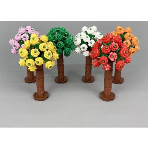 3PCS/set MOC Building Blocks Small Flower Hydrangea Tree City Street Garden Plants Accessories Parts Bricks Set for Kids Toys