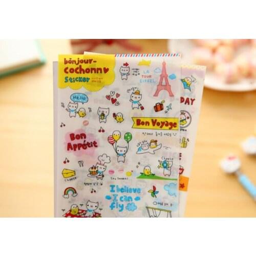 6pcs Cute pig sticker pvc diy decoration sticker for album scrapbooking stationery sticker gift for kids