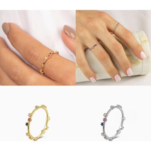 925 Sterling Silver Minimalist Fine Jewelry Anillos Finger Ring for Valentines Day Lovers' Girls Couples Engagement Rings