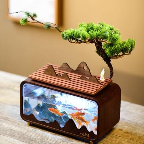 The dark mahogany aquarium tank The living room a study office desktop mini fish tank small creative Transparent glass acrylic
