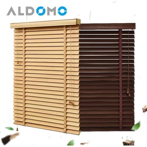 ALDOMO solid wood basswood window blinds, bedroom, study, bathroom, office lifting roller blinds, blackout customization
