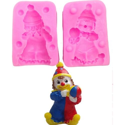 Circus Clown Silicone Fondant Cake Mold Handmade Soap Mold Baking Utensils Cartoon Animal Mold Baking Tools for Cakes M1107