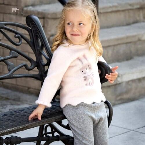 DBJ19488 dave bella winter cute baby girls Christmas bow cartoon letter knitted sweater kids girl fashion toddler boutique tops