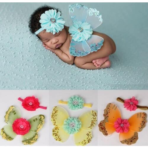 Baby Girl Hairband Angel Wings Photography Props Newborn Photo Accessories Headwear Butterfly Costumes Hair Band Birthday Gifts