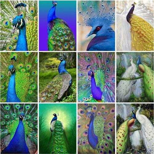 DIY Peacock 5D Diamond Painting Full Round Drill Animal Diamond Embroidery Cross Stitch Kits Mosaic Wall Art Home Decor