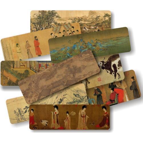 10 Pcs/Set Chinese Famous Paintings Paper Bookmarks Ancient Style Book Holder Message Card Gift Stationery