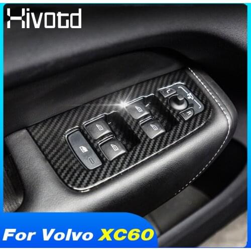 Hivotd Car Window Lift Button Cover Switch Panel Trim Door Armrest Handle Knob Part Styling Accessories For Volvo XC60 2018-2022
