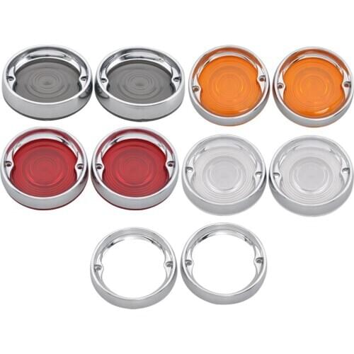 Motorcycle Turn Signal Light Bezels Smoke/orange/red Len Trim Ring For Harley Touring Electra Glide Road King Road Glide 1986