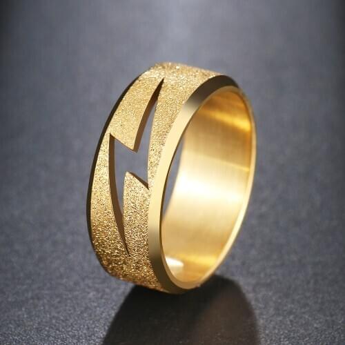 CACANA 316L Stainless Steel High Quality Ring Simple Matte Fashion Hollow Lightning Rings Engagement Gift For Women Jewelry