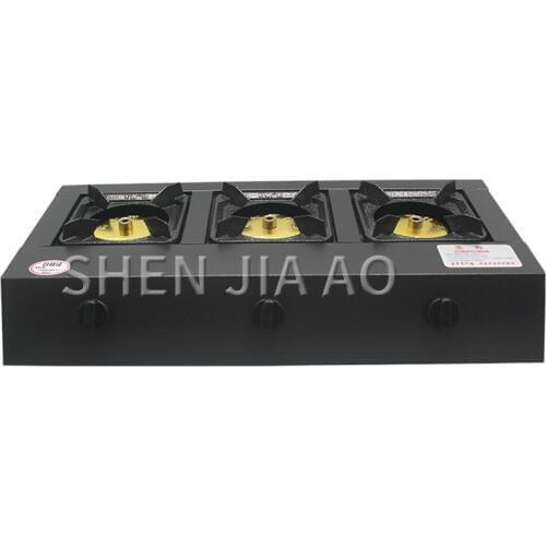 Commercial Liquefied gas stove Gas stove Energy-saving three-hole gas stove multi-head furnace Stainless steel panel gas