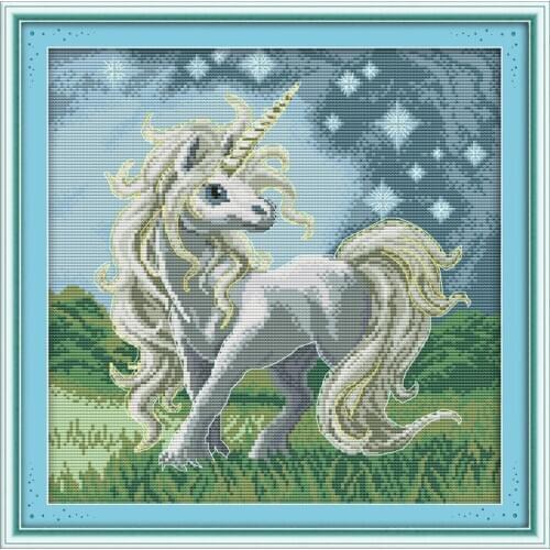 Beautiful unicorn Funny gifts Decor Cross Stitch Kits Printed Canvas DMC Counted Cross-stitch set Chinese Embroidery Needlework