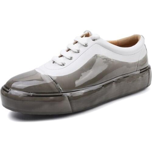 Thick-soled leather shoes men increase autumn epoxy sneakers casual white shoes men leather top layer cowhide