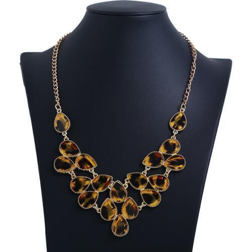 Fashion Simple Exquisite All-match Ornament Choker Stackable Water Drop Leopard Womens Ethnic Necklace Wedding Party Jewelry