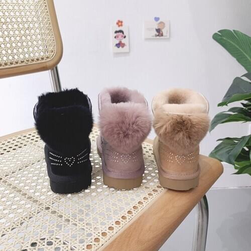 Dolakids 2020 new childrens snow boots cartoon boots fleece thickened girls shoes with non-slip Oxford soles
