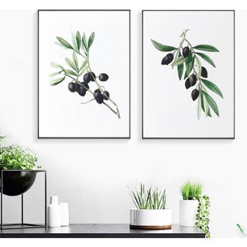 Olive Branches Green Plant Nordic Posters and Prints Wall Pictures Watercolor Botanical Art Canvas Painting Home Wall Art Decor