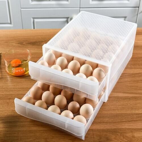 30/60 Grids Crisper Egg Holder Plastic Egg Container Case Refrigerator Keep Fresh Storage Box Kitchen Fridge Organizer Stackable